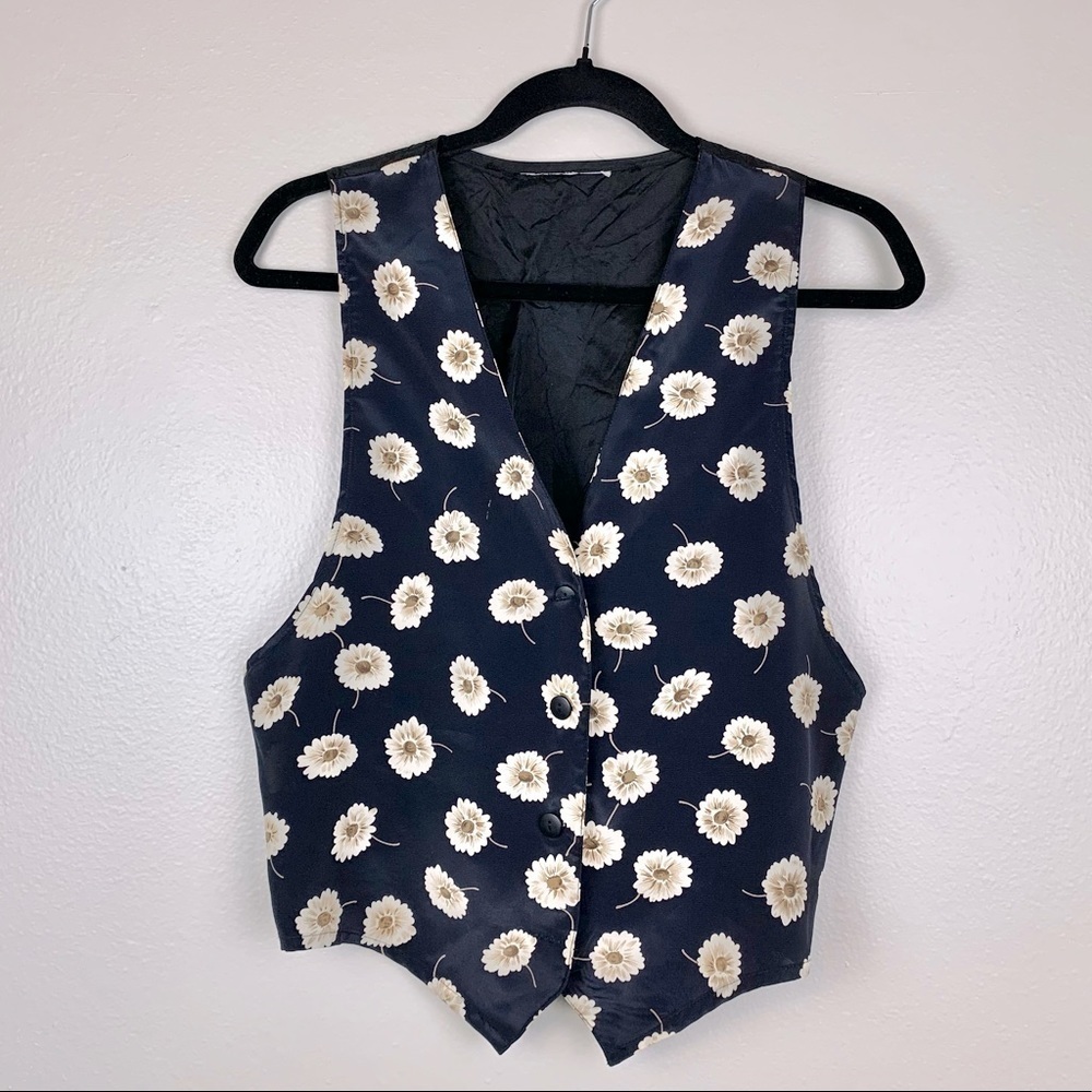 Vintage Sunflower Button Up Vest